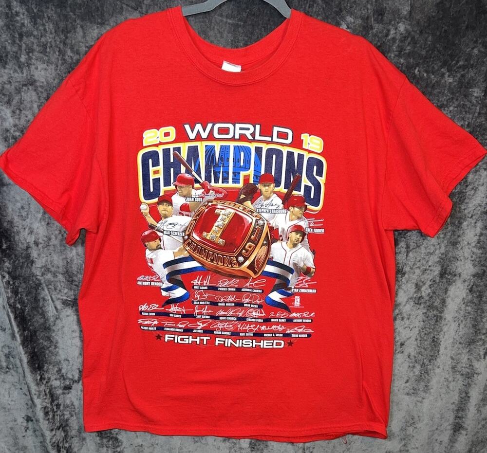 Washington Nationals 2019 World Series Champions T-Shirt XL Red Gildan